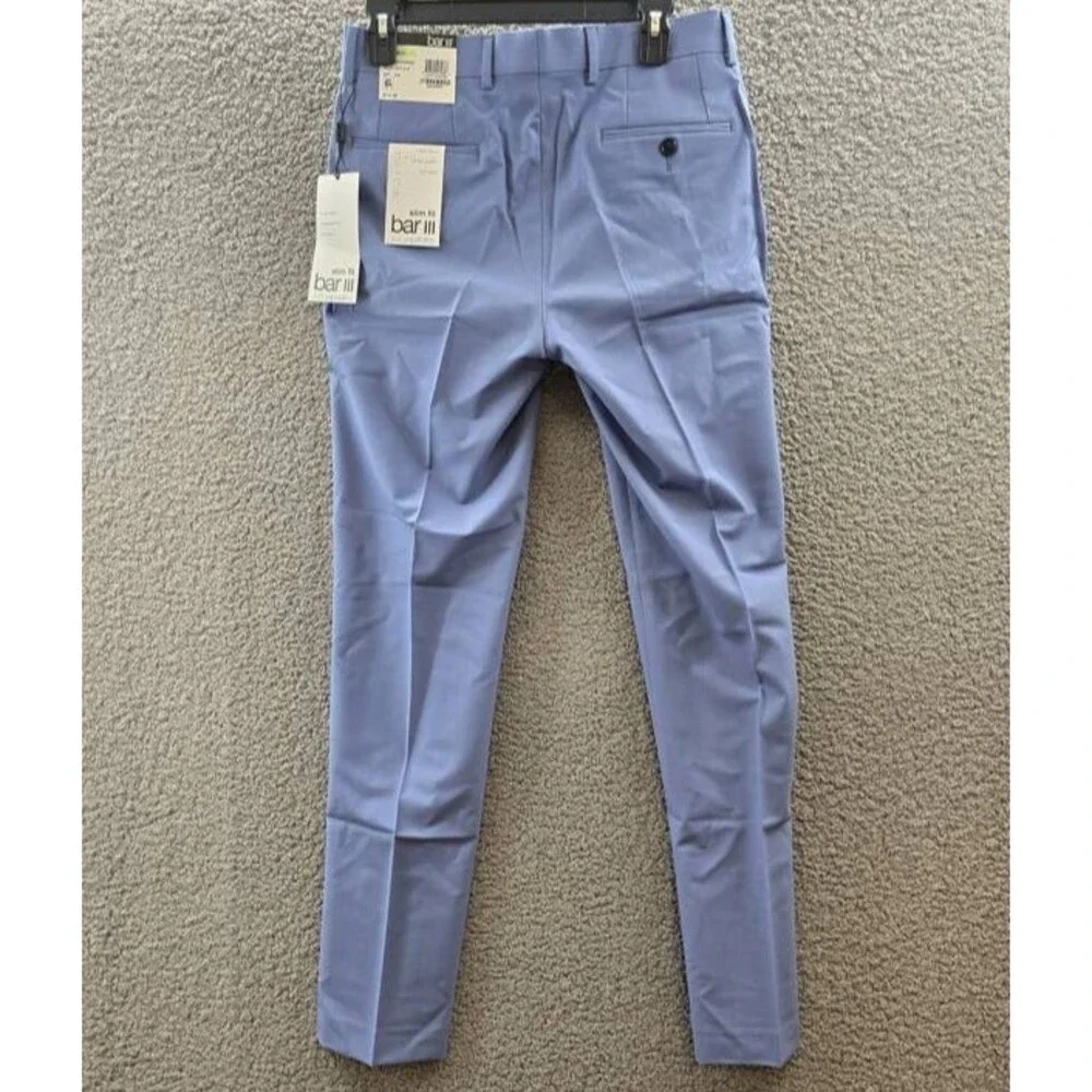Bar III Slim Fit Dress Pants Men's 30Wx32L Light Blue Wool Blend Zip/Button